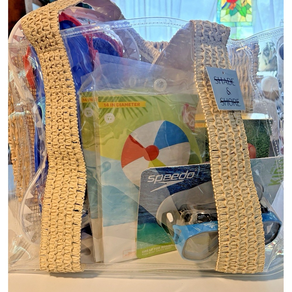 Clear Summer Tote - Kid's Snorkel Set, Mini Pool, Beach Balls & Speedo Swim Mask